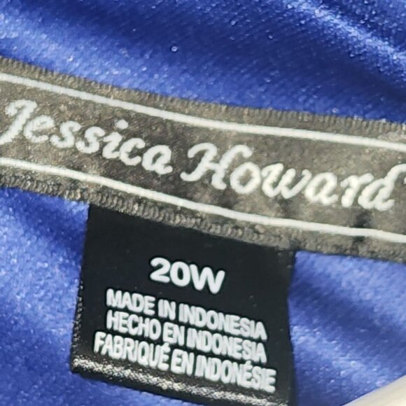 JESSICA HOWARD Solid All Blue Chiffon Lined Zip Back Dress Womens Plus Size 20W - Picture 5 of 6